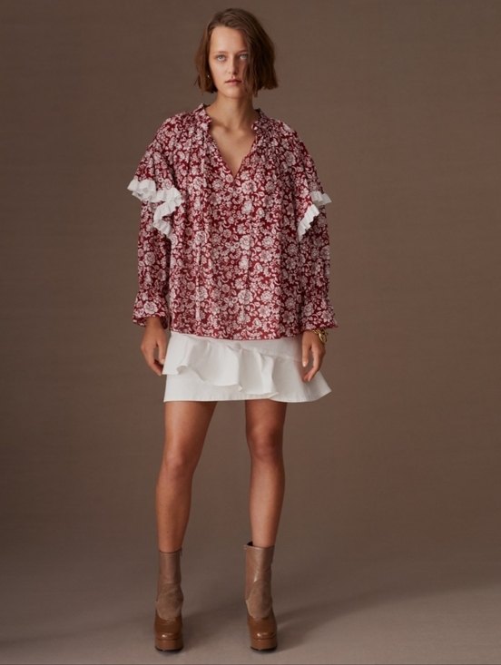 See By Chloe Tops - See By Chloe Cotton Voile Peonies Blouse